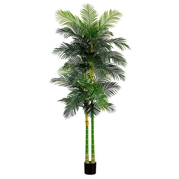 Nearly Natural Double Golden Cane Palm Artificial Potted Tree - 9' - Green