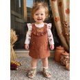 thumbnail image 3 of Cjfdfy Newborn Baby Girl Thanksgiving Outfit Turkey Print Long Sleeve Romper And Little Turkey Corduroy Overall Dress Infant Cute My First Thanksgiving Fall Winter Clothes 0-18M, 3 of 9