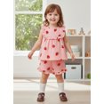 thumbnail image 5 of BemeyourBBs Toddler Baby Girls Summer Clothes 2 Pieces Outfit Strawberry Cherry Heart Sleeveless Crew Neck Ruffle Shirt Tank Top and Shorts Set, 5 of 8
