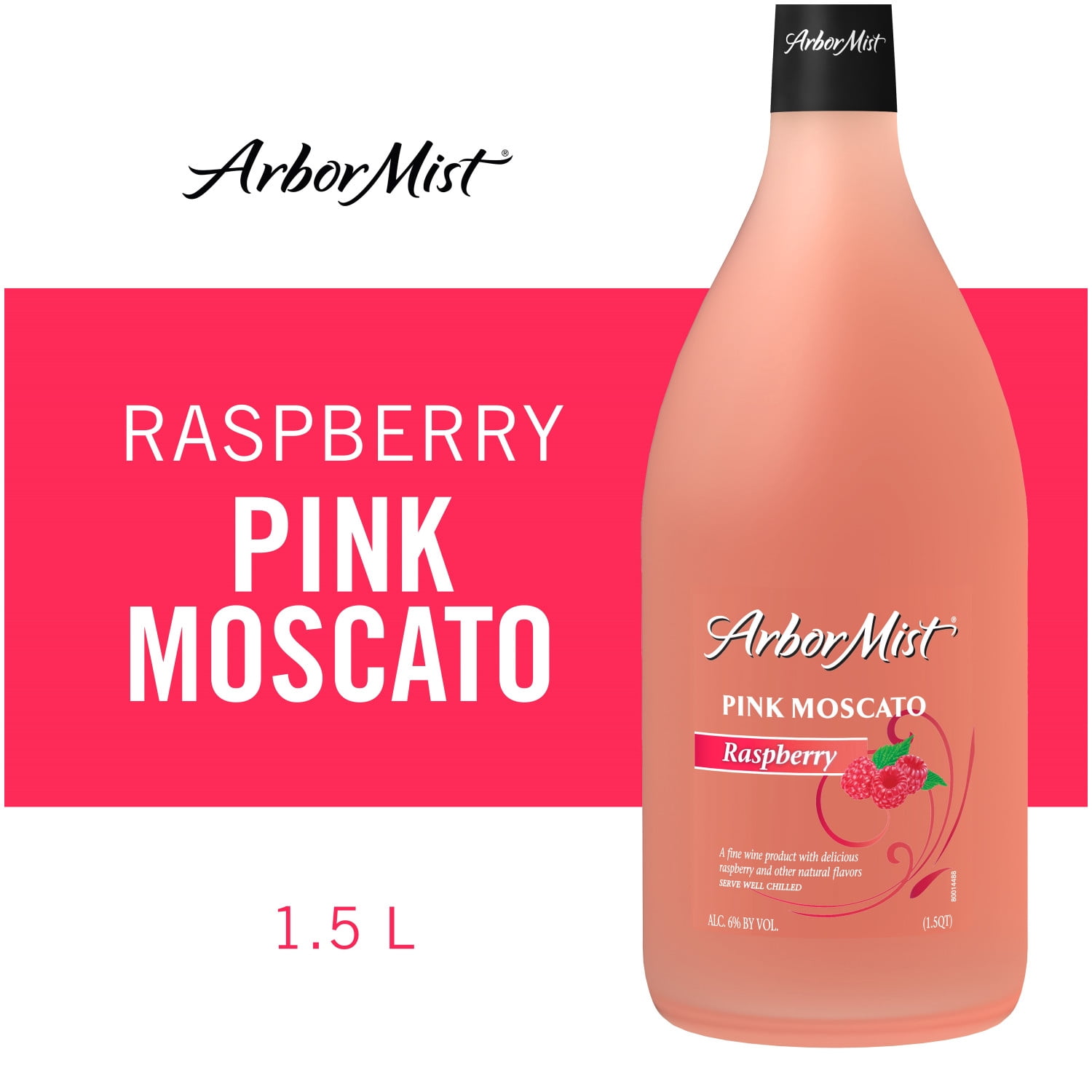 Arbor Mist Raspberry Pink Moscato Fruit Wine, 1.5L Bottle, 6% ABV
