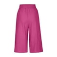 thumbnail image 4 of Qeaghou Capris Pants for Women On Sale Women Capris Summer Drawstring Elastic High Waist Capri Pants Wide Leg Straight Cropped Trouser Pants With Pockets S-3xl, 4 of 5