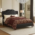thumbnail image 3 of Magnificent Faux Leather Upholstered Eastern King Size Bed Black, 3 of 3