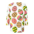 thumbnail image 5 of Midsumdr Womens Tops Casual Easter Colored Eggs Printed Outdoor Daily T Shirt Vacation 3/4 Sleeve Crew Neck Spring Summer Blouse Tops, 5 of 5