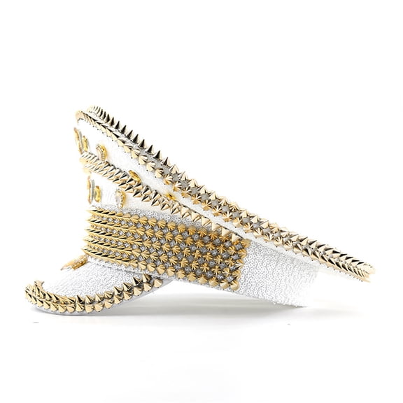 Party Hat Shimmering Rhinestones Captain Hat Crystal Sailors Hat for Music Festivals Crystal Rivets Captain Hat