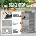 thumbnail image 2 of KFFKFF 13 x 20 Feet Carport Replacement Canopy Car Parking Tent Cover Gray, 2 of 9