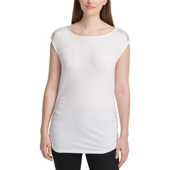 DKNY Womens Studded Ruched Top