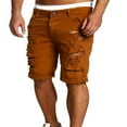 thumbnail image 1 of Men Summer Jeans Slim Fit Straight Skinny Shorts Fit Denim Trousers Button Hollow Out Shorts, 1 of 3