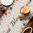 thumbnail image 3 of 4th of July Table Runner 90 Inches, Red Blue Independence Day Floral Star Rustic Bed Runner Dresser Scarves Tabletop for Indoor Outdoor Parties/Ceremony/Banquet, 13" x 90", 3 of 9