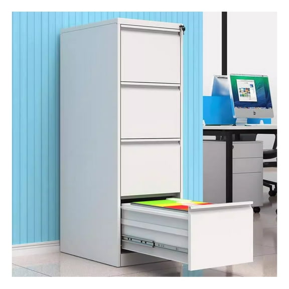 4 Drawer File Cabinet with Lock - Metal Vertical File Cabinet for Office & Home - Steel File Cabinet for A4/Letter Size - Narrow Locked Filing Cabinet, Assembly Required Filing Cabinets