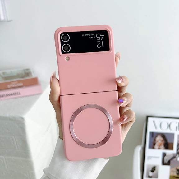 Compatible with Magsafe Case for Samsung Galaxy Z Flip 3 Case, Luxury Matte Skin Magnetic Bumper Shockproof Protective Anti-Scratch Hard Cover Phone Case for Samsung Galaxy Z Flip 3 5G, Pink
