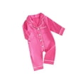 thumbnail image 2 of BemeyourBBs Newborn Baby Girl Boy Silk Satin Pajamas Rompers Kids Long Sleeve Button Down Pjs Infant One Piece Jumpsuit Loungewear Sleepwear, 2 of 10