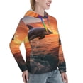 thumbnail image 6 of Daiia Sunset Dancing Dolphin B Pattern Women's Fashion Hoodies & Sweatshirts with Kangaroo Pocket Hooded Sweatshirt with Eye-catching Drawstrings-Large, 6 of 7