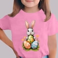 thumbnail image 1 of Blusas y camisas de manga corta con cuello redondo Camiseta estampada de manga corta de Pascua para niños Cuello redondo Manga corta Casual Versátil Para niñas Niños Top de poliéster, 1 of 5