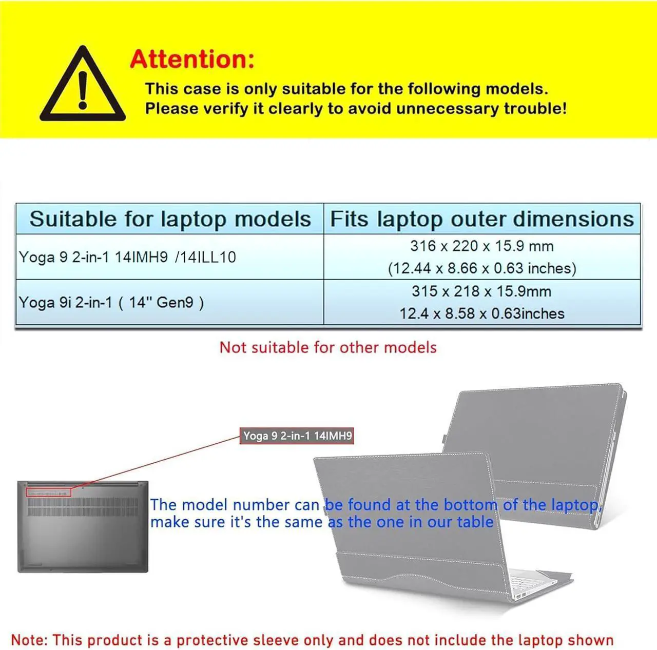 Laptop Case Cover for 14 inch Lenovo Yoga 9 2-in-1 14IMH9 & Yoga 9i 2-in-1 14'' Gen9[Not for Yoga Pro 9 Series],PU Leather Notebook PC Protective Sleeve with Pen Holder
