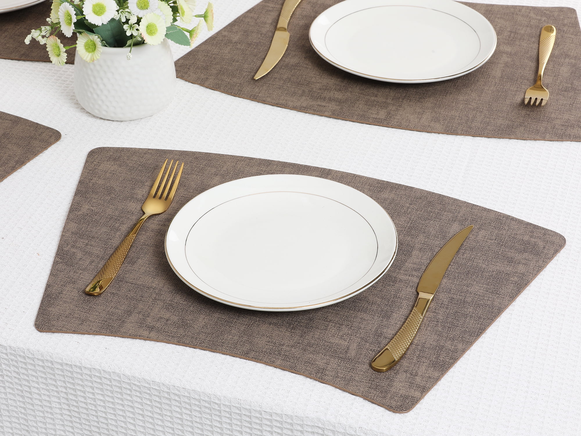 Unique Bargains Placemats for Dining Table Decor Heat Resistant Placemats 6pcs Coffee