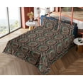 thumbnail image 4 of Ambesonne Ethnic Fitted & Flat Sheet with Shams 4 Pcs Set, Traditional Chevron Pattern, Full, Black Pale Orange Rose, 4 of 5