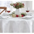 thumbnail image 4 of Christmas Fancy White and Silver Metallic Snowflake 60 x 84 inch Oval Fabric Dining Tablecloth, 4 of 6