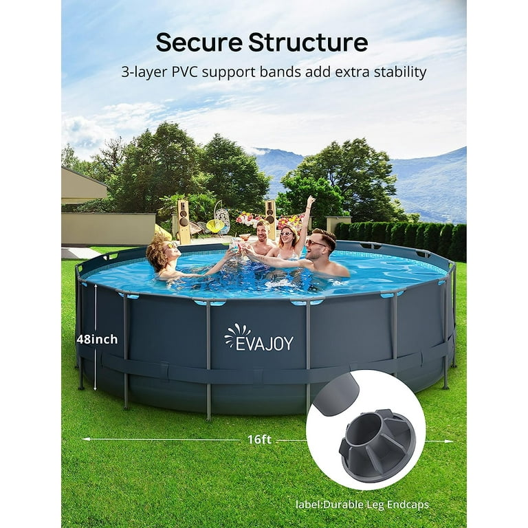 EVAJOY 18ft x 52in Metal Frame Pool Set:Complete above ground pool