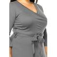 thumbnail image 5 of Women's Plus Size Wrap Dress 3/4 Sleeve V Neck Waist Tie, 5 of 6