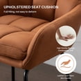 thumbnail image 4 of BRILHAMEZ Modern Counter Height Bar Stools with Backrest, Upholstered PU Faux Leather Dining Chairs with Gold Metal Frame, Brown, Set of 4, 4 of 6