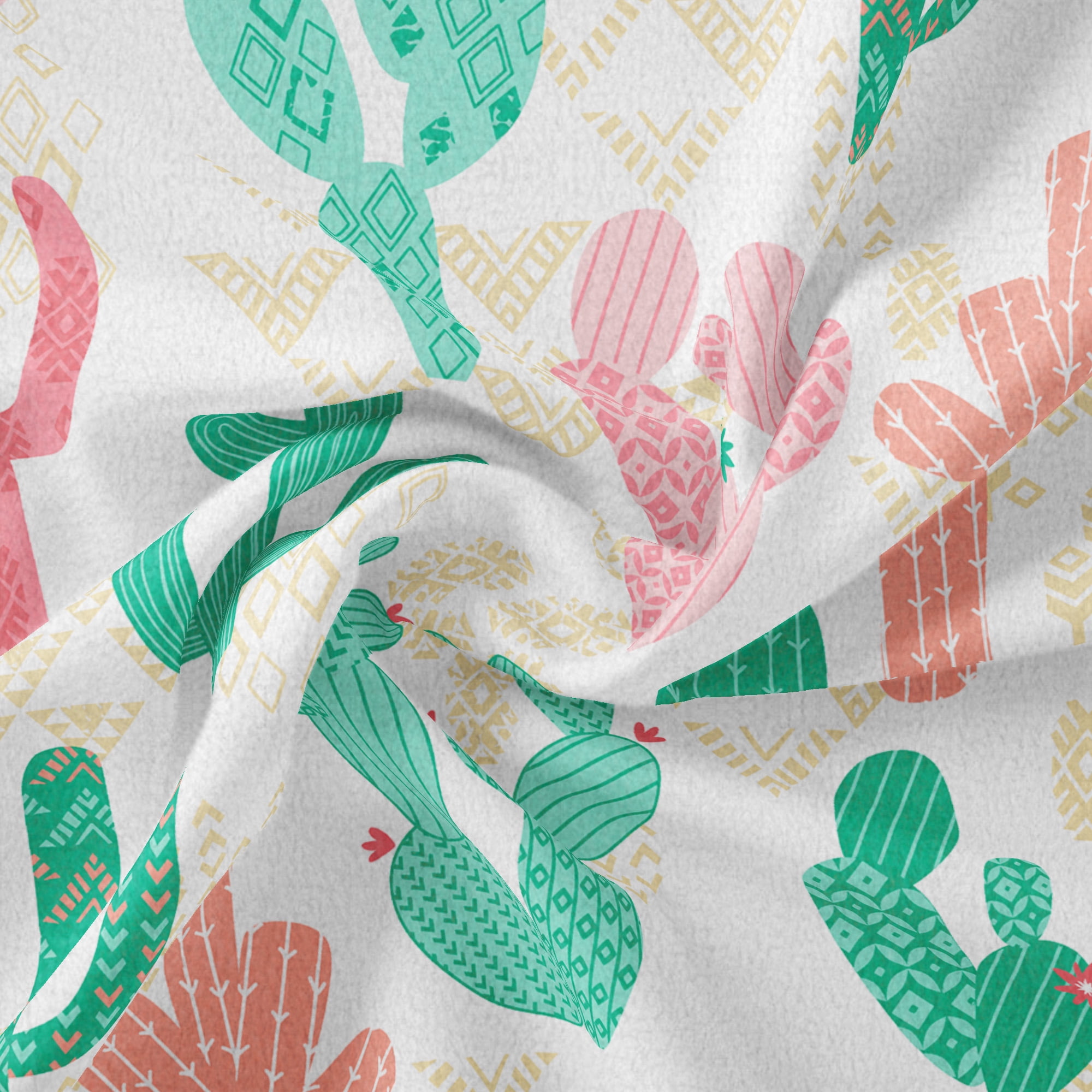Mainstays 1.5 Yards 100% Polyester Lux Anti-pill Fleece Southwest Cactus, Cream, 60" Wide for Crafts