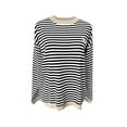 thumbnail image 4 of Womens Striped Soft Pullover Sweatshirts Crewneck Long Sleeve Loose Fit Shirts with Chest Pocket 2025 Fall Clothing, 4 of 5