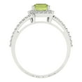 thumbnail image 4 of Clara Pucci 14K White Gold Solid Gold Peridot Halo Anniversary Ring for Women - 1.935 cttw Emerald Cut, 4 of 8