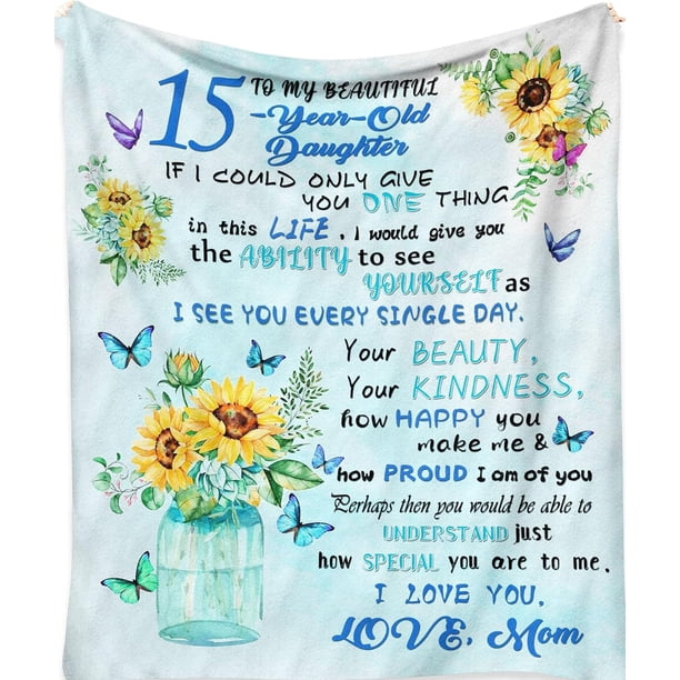 LHSHID Custom Blanket 15 Year Old Girl Birthday Gift Ideas Gifts for 15 Year Old Girls 15 Year Old Girl Birthday Gifts Blanket
