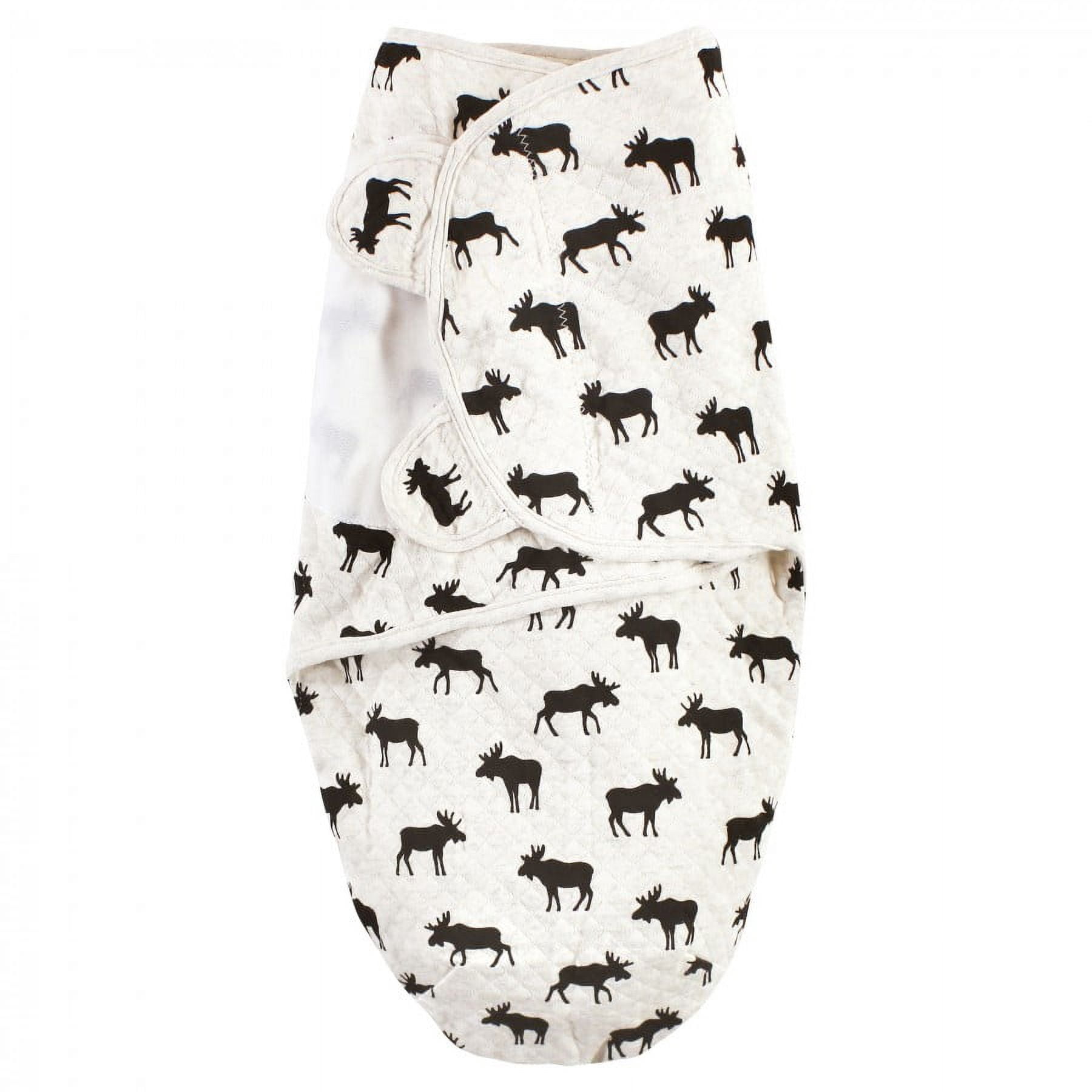 Hudson Baby Infant Boy Quilted Cotton Swaddle Wrap 3pk, Moose, 0-3 Months