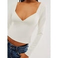 thumbnail image 2 of Liacowi Women Slim Fit Shirt Autumn Backless Long Sleeve Side Slit Crop Tops Trendy Solid Color Basic Tee, 2 of 4
