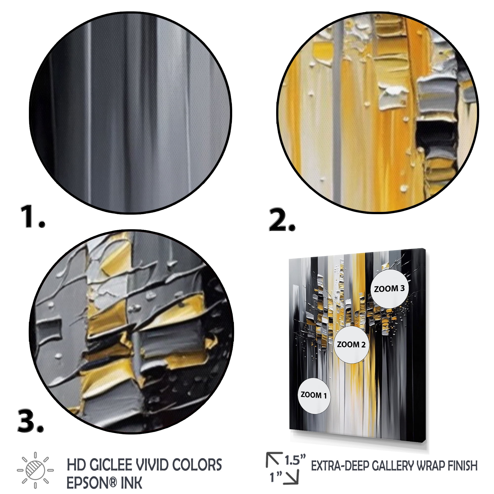 Designart Abstract Geometric Black And Yellow I Canvas Wall Art