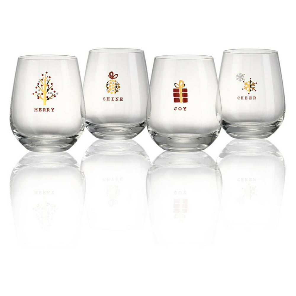 Artland Tidings Holiday Stemless Wine Glass Set of 4