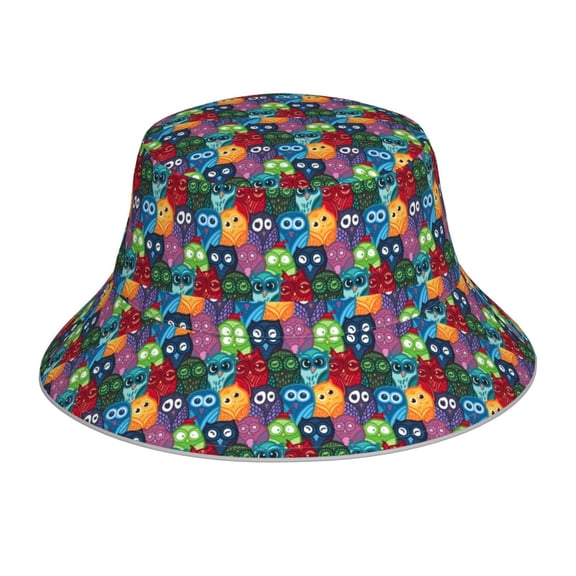 Xecao Funny Owls Print Men and Women Night Reflective Hat Runner Cap Visor Bucket Hat Boonie Cap