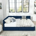 thumbnail image 4 of Newest Queen Size Upholstered Daybed with Tufted Backrest & Storage Drawers, Velvet Sofa Bed Frame for Bedroom & Living Room,Dark Blue, 4 of 13