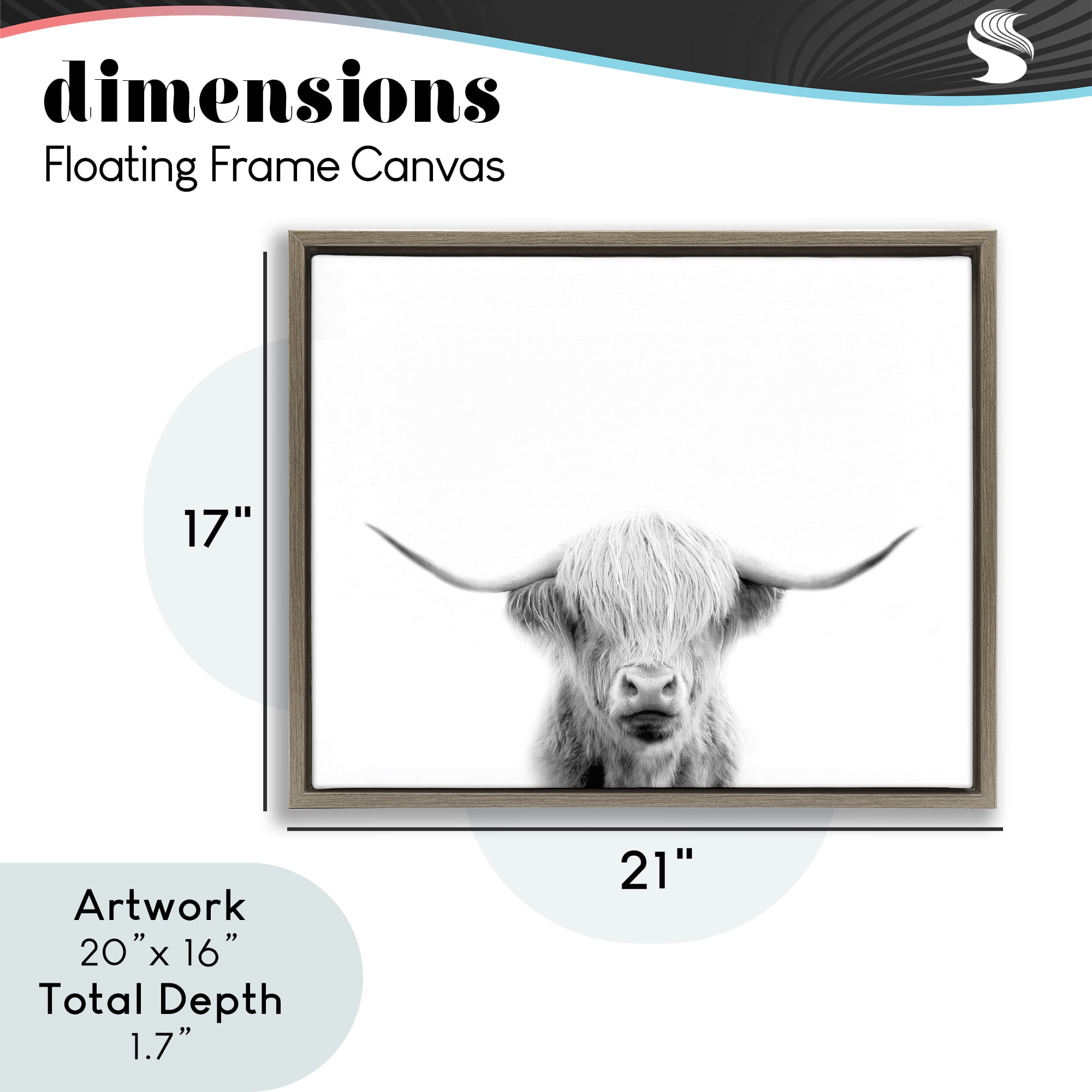 Stupell Industries Scottish Cow Portrait Brown Framed Floater Canvas Wall Art, design by Leah Straatsma