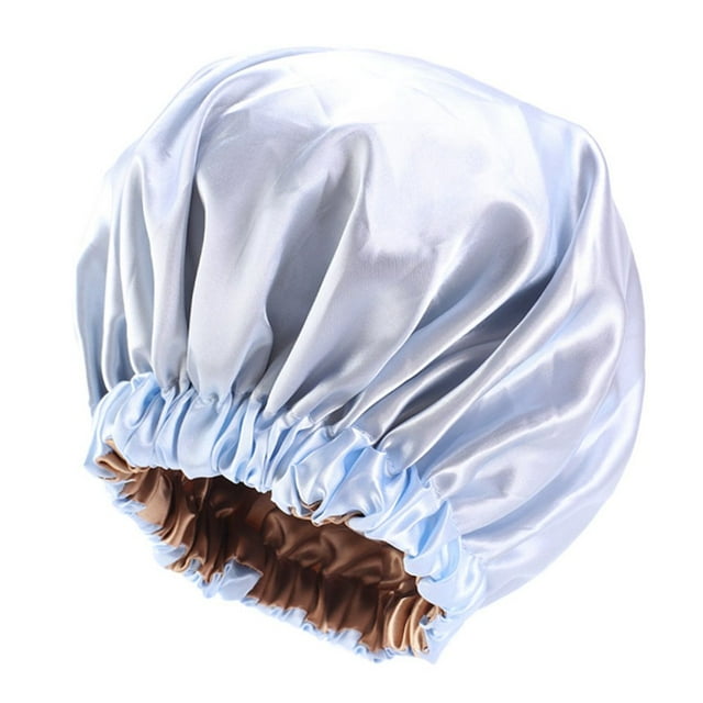 Solid Color Women 2-Layer Night Sleep Bonnet Slouchy Hat Home Hair Care Cap
