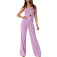 thumbnail image 3 of Simua Womens Jumpsuit Casual Off Shoulder Sleeveless Tube Top Wide Leg Pants Romper Fall Asymmetricial One Piece Outfits, 3 of 9