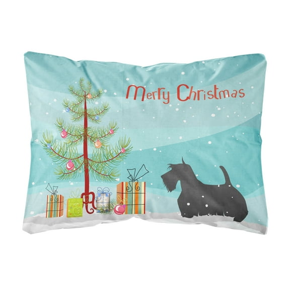 Carolines Treasures BB2987PW1216 Scottish Terrier Merry Christmas Tree Canvas Fabric Decorative Pillow, 12H x16W,