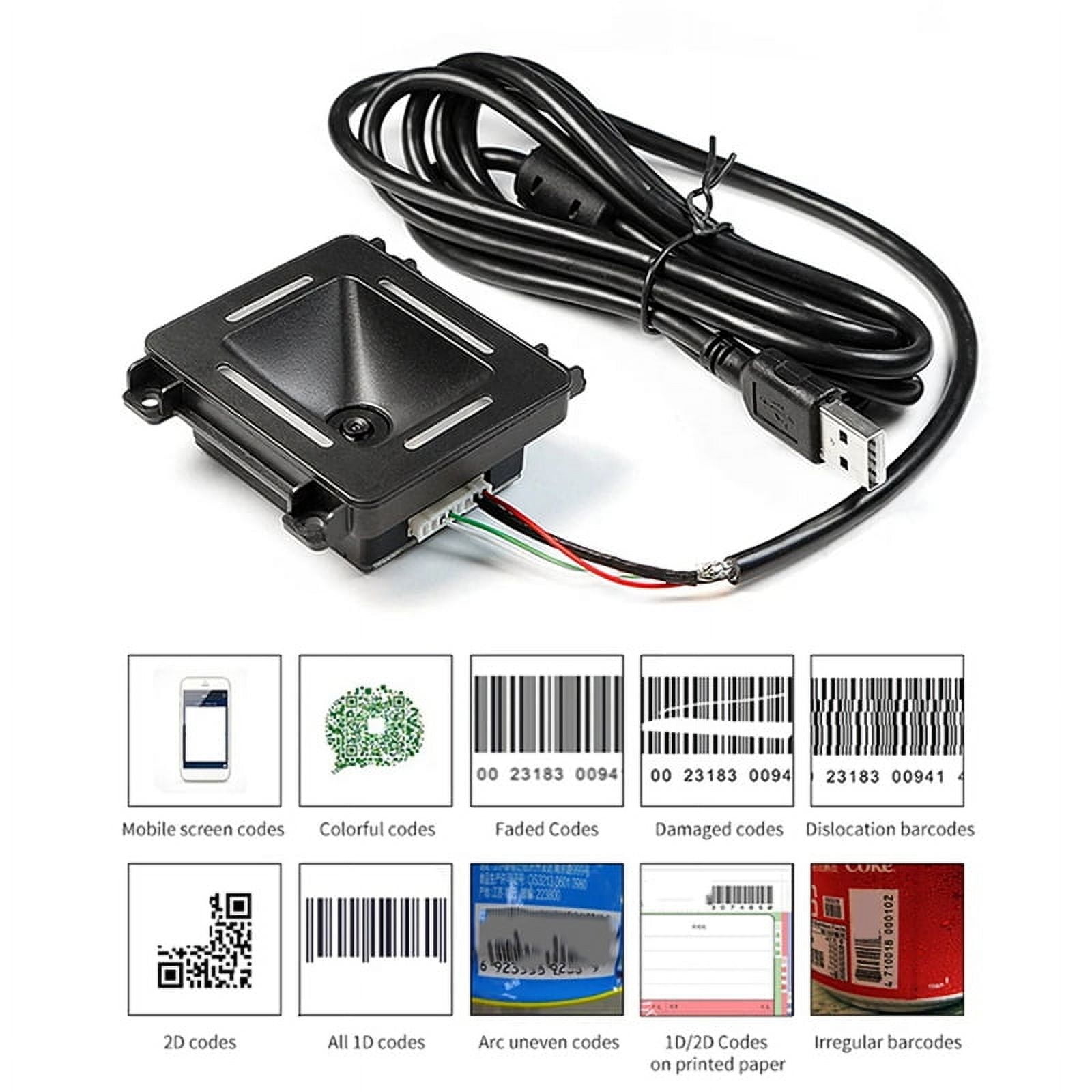 Embedded Barcode Scanner Self-Induction 1D 2D QR Bar Code Reader for -232/ TTL/USB Port Connection Auto Scanning