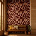thumbnail image 2 of S4Sassy Floral Vine Wallpaper - Brown Wall Covering, 25" x 240" Self-Adhesive Vinyl Walls Paper, Wallwrap, Easy DIY Wall Covering For Boho aesthetic wall decor, Living Room, Living Spaces, 2 of 9
