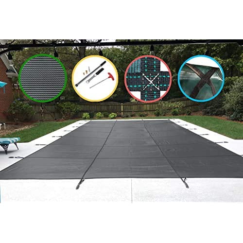 WaterWarden in-Ground Pool Safety Cover Fits 16’ x 32’ Rectangle Pool, UL Classified to ASTM F1346