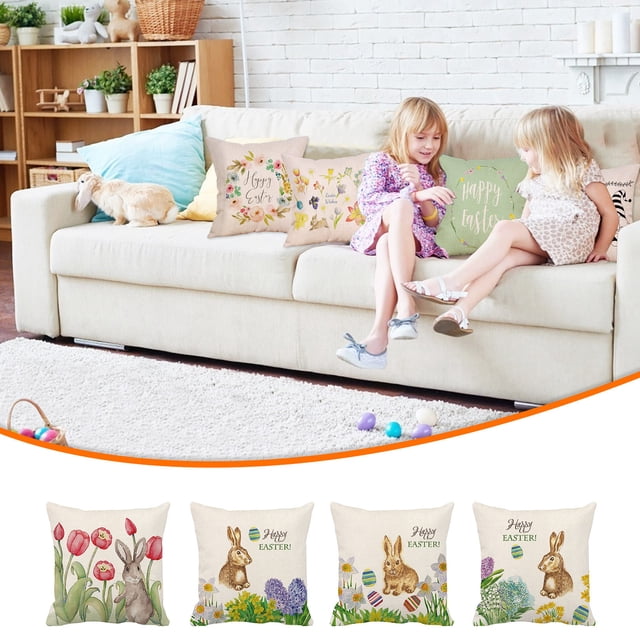 Fiudx Funda de Almohada Color Melocotón, Funda de Respaldo de Pascua, Material Suave y Cómodo, Diseño de Cremallera Invisible, Decoración Versátil para El Hogar, La Oficina, El Salón, El Dormitorio,