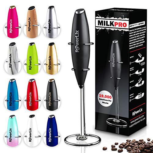 Battery-Powered Milk Frother Black Handheld 