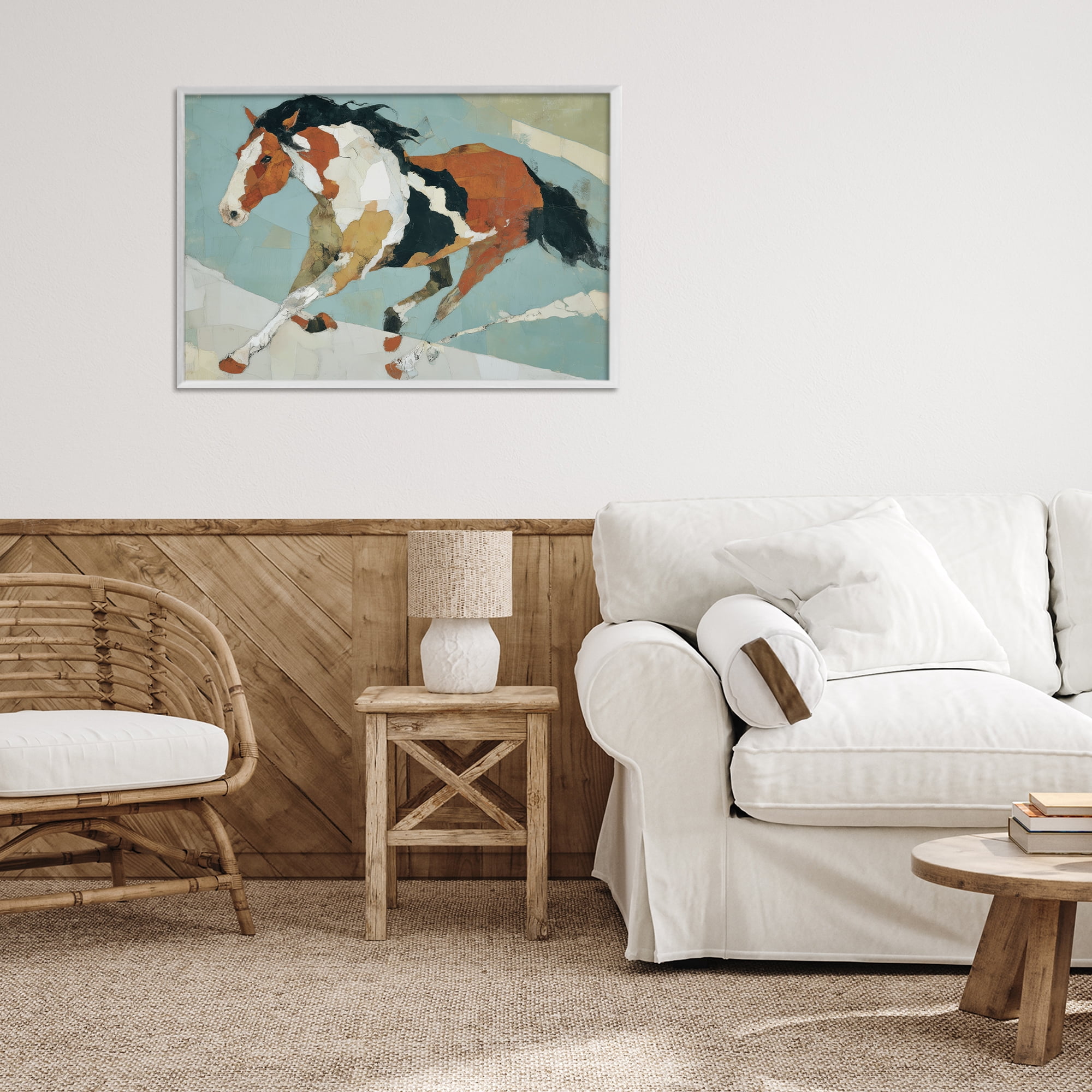 Stupell Industries Paint Horse in Motion White Framed Giclee Art, design by Chromatic Storm Studio