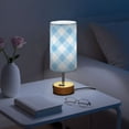 thumbnail image 6 of Touch Control Table Lamp with LED Bulb Bedside Lamp for Bedroom Living Room Light Blue and White Tartan, 6 of 8