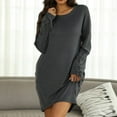 thumbnail image 3 of Elainilye Fashion Womens Dress Long Sleeve Round Neck Solid Bandage Casual Dress Vacation Dress,Gray, 3 of 9
