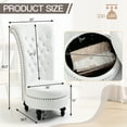 thumbnail image 3 of AVAWING 2PCS High Back Royal Chair, Velvet Armless Throne Chair with Storage, White, 3 of 7
