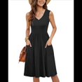 thumbnail image 1 of Vestidos de Verano para Mujer 2025, Informales, Sin Mangas, para Vacaciones en la Playa, Fluidos, Midi, con Bolsillos. Negro S, 1 of 5