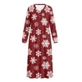 thumbnail image 5 of Tutolipy Christmas Nightgowns for Women Snowflake Printed Sleepwear V Neck Loungewear Full Length Night Dress for Fall Winter, 2XL, 5 of 7