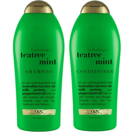 OGX Hydrating + Tea Tree Mint Nourishing & Invigorating Daily Shampoo and Conditioner Set, 25.4 fl oz
